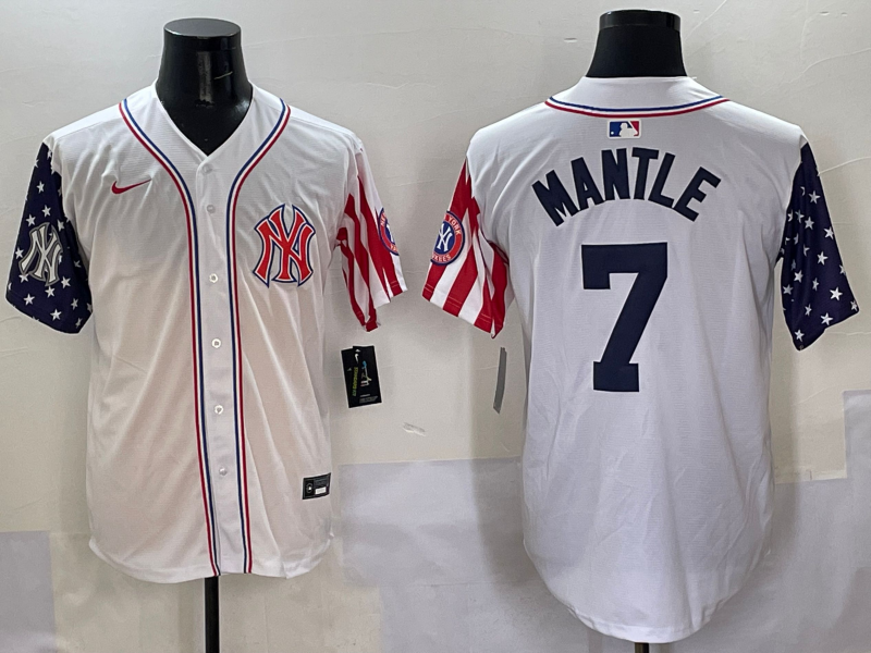 Men 2025  MLB New York Yankees #7 Mantle white jersey style 2->new york yankees->MLB Jersey
